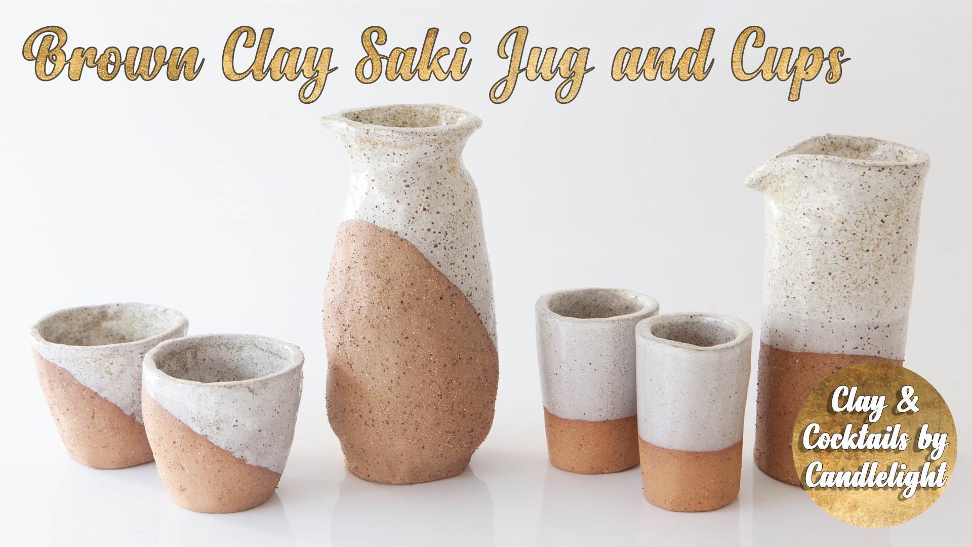 Pottery Class - Brown Clay Saki Jug and Cups